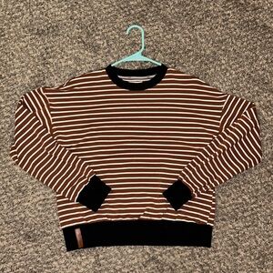 Brown striped crewneck